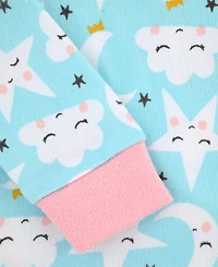 Max & Olivia Baby and Toddler Girls 2-Piece Moon Stars Pajama with Socks Set