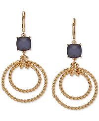 Anne Klein Gold-Tone Purple Stone Twisted Rope Orbital Earrings