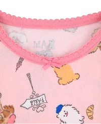 Max & Olivia Baby and Toddler Girls 2-Piece Paris Puppies Pajama with Socks Set