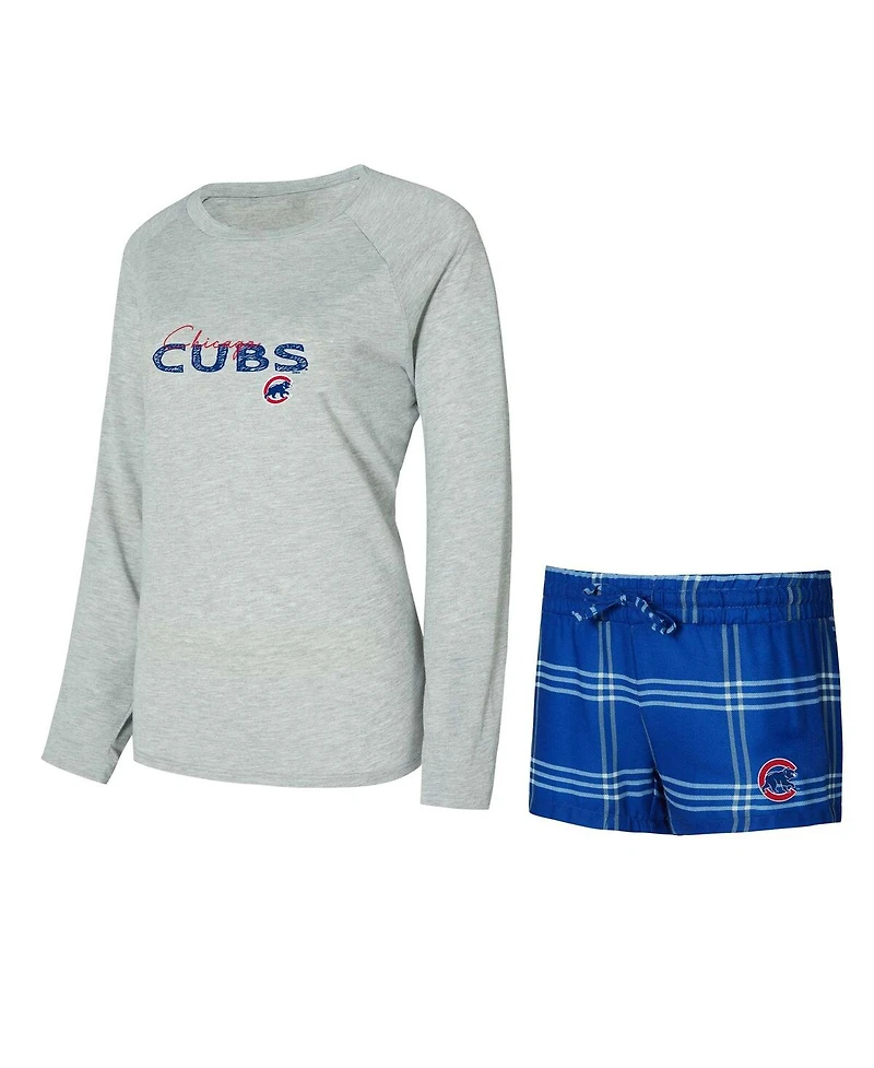 Concepts Sport Women's 2-Piece Chicago Cubs Petition Long Sleeve Top and Short Set