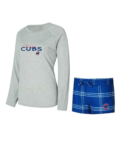 Concepts Sport Women's 2-Piece Chicago Cubs Petition Long Sleeve Top and Short Set
