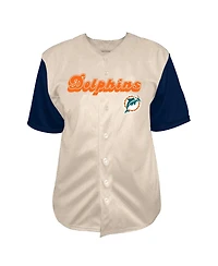 Fanatics Men's Cream Miami Dolphins Full-Button Short Sleeve T-Shirt