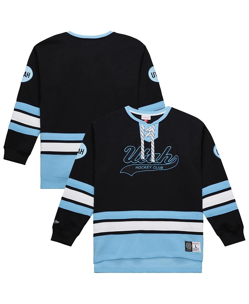 Mitchell & Ness Men's Black Utah Mammoth Heritage Lace-Up Pullover Sweatshirt