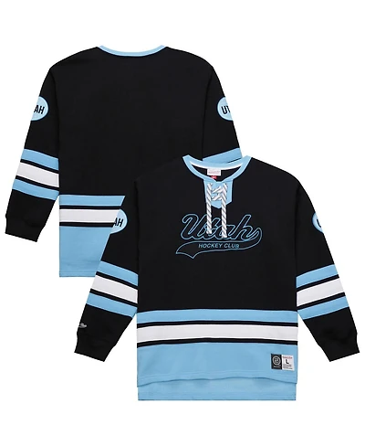 Mitchell & Ness Men's Black Utah Mammoth Heritage Lace-Up Pullover Sweatshirt