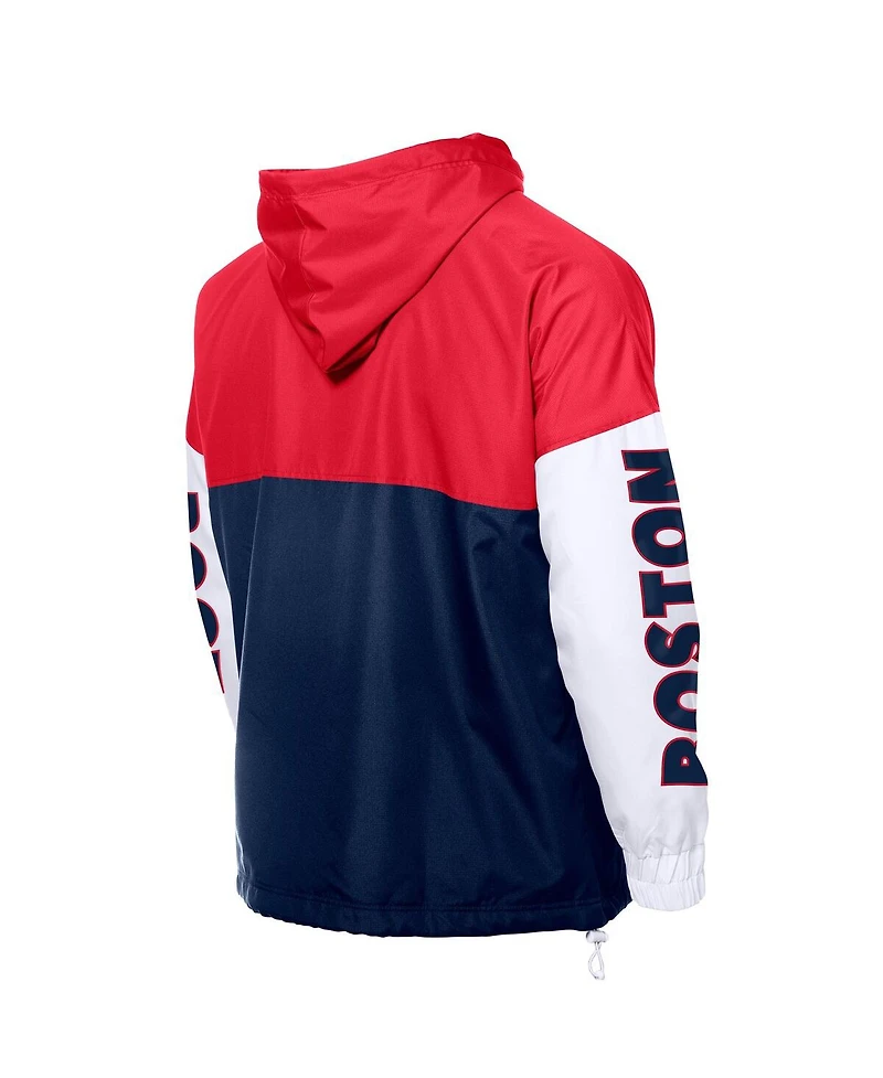 New Era Men's Navy/Red Boston Red Sox Color Block Full-Zip Hoodie Windbreaker