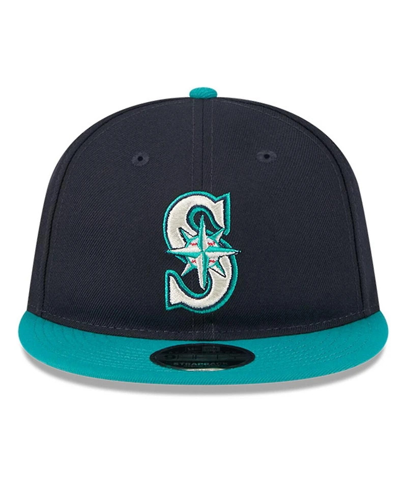 New Era Men's Navy/Aqua Seattle Mariners Baseball Hall of Fame Retro Crown 9FIFTY Adjustable Hat