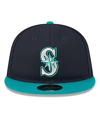 New Era Men's Navy/Aqua Seattle Mariners Baseball Hall of Fame Retro Crown 9FIFTY Adjustable Hat
