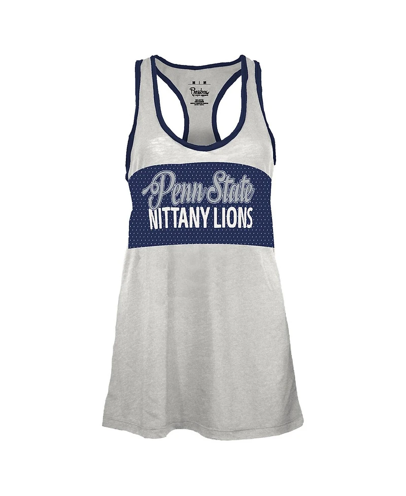 Pressbox Women's White/Navy Penn State Nittany Lions Tracy Racerback Burnout Tank Top