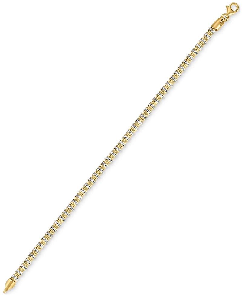 Men's Diamond-Cut Ice Chain Bracelet in 14k Gold Over Sterling Silver