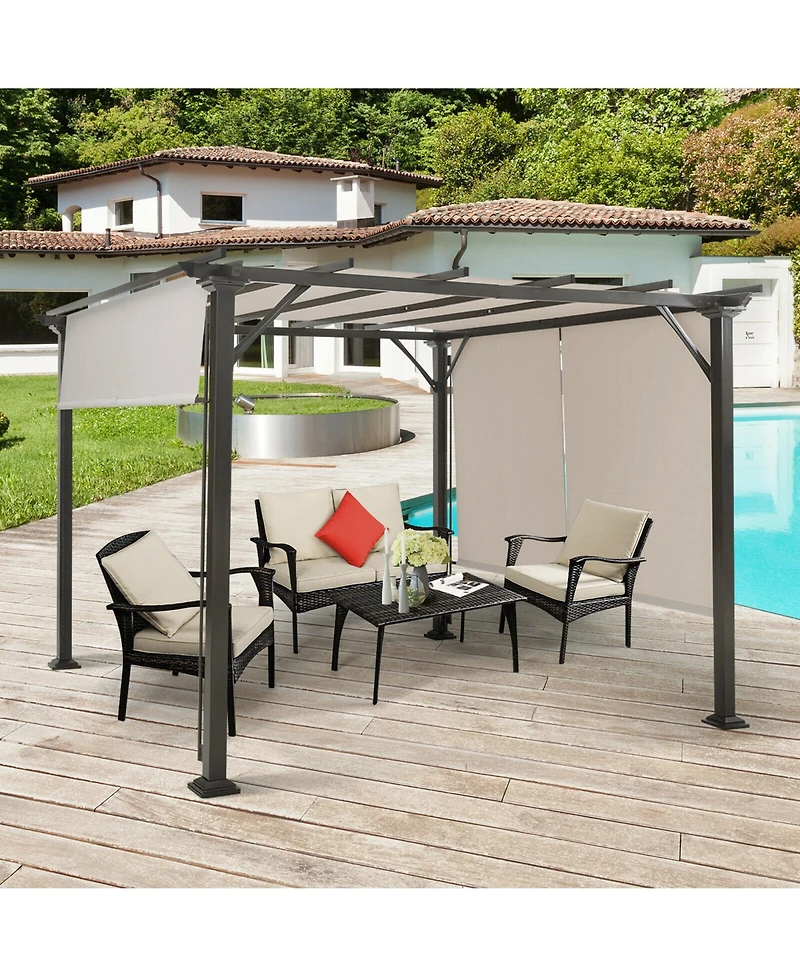 Gymax 2PCS 16x4 Ft Universal Replacement Canopy for Pergola Structure Sun Awning