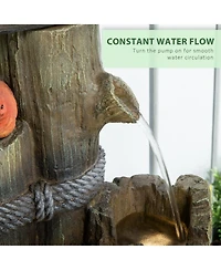 Outsunny Outdoor Fountain with Backyard Birdhouse Tree Trunk Design