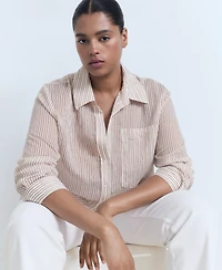 Mango Women's Semi-Transparent Striped Shirt