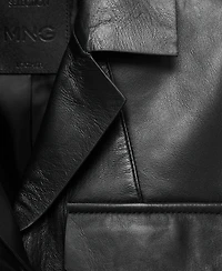 Mango Women's Leather Pockets Blazer
