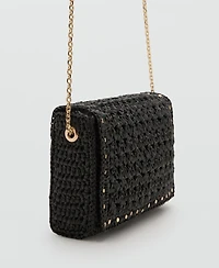 Mango Women's Studs Natural Fiber Shoulder Bag