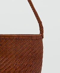 Mango Women's Braided Leather Shoulder Bag