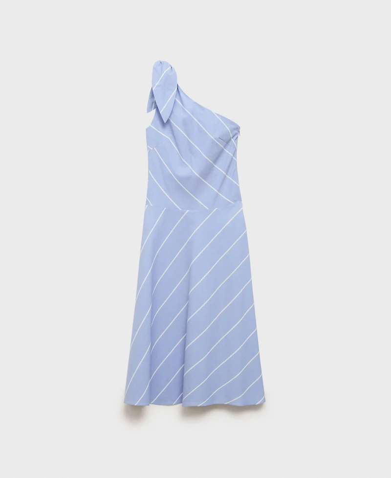 Mango Women's Asymmetrical Knot Striped Dress