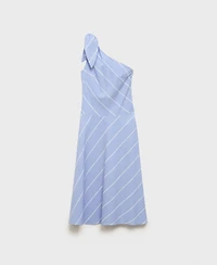 Mango Women's Asymmetrical Knot Striped Dress
