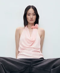 Mango Women's Flower Detail Draped Blouse