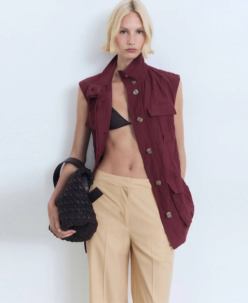 Mango Women's Straight-Cut Crop Pants