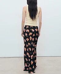 Mango Women's Lace Trim Floral Skirt