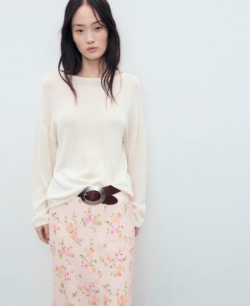 Mango Women's Lace Detail Floral Skirt