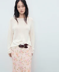 Mango Women's Lace Detail Floral Skirt