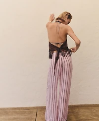 Mango Women's Striped Ramie Pants