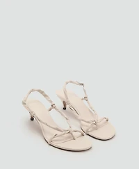 Mango Women's Ruched Strips Sandals