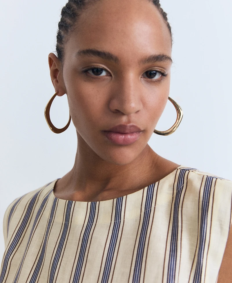 Mango Women's Striped Linen Top
