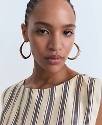 Mango Women's Striped Linen Top