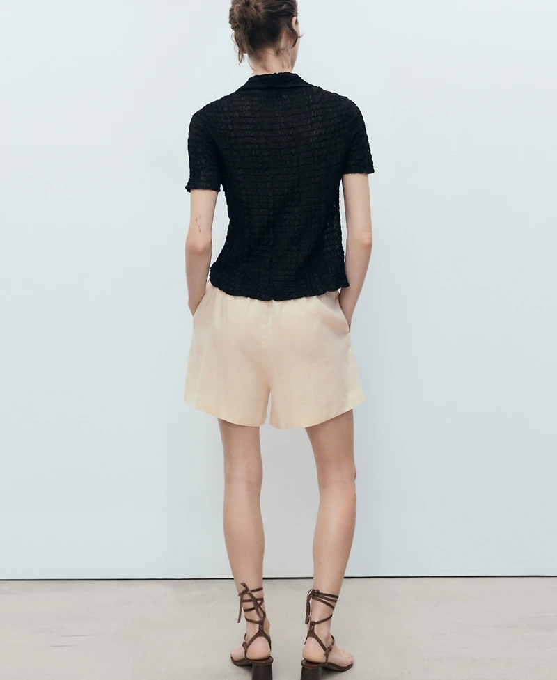 Mango Women's Straight-Fit Drawstring Linen Shorts