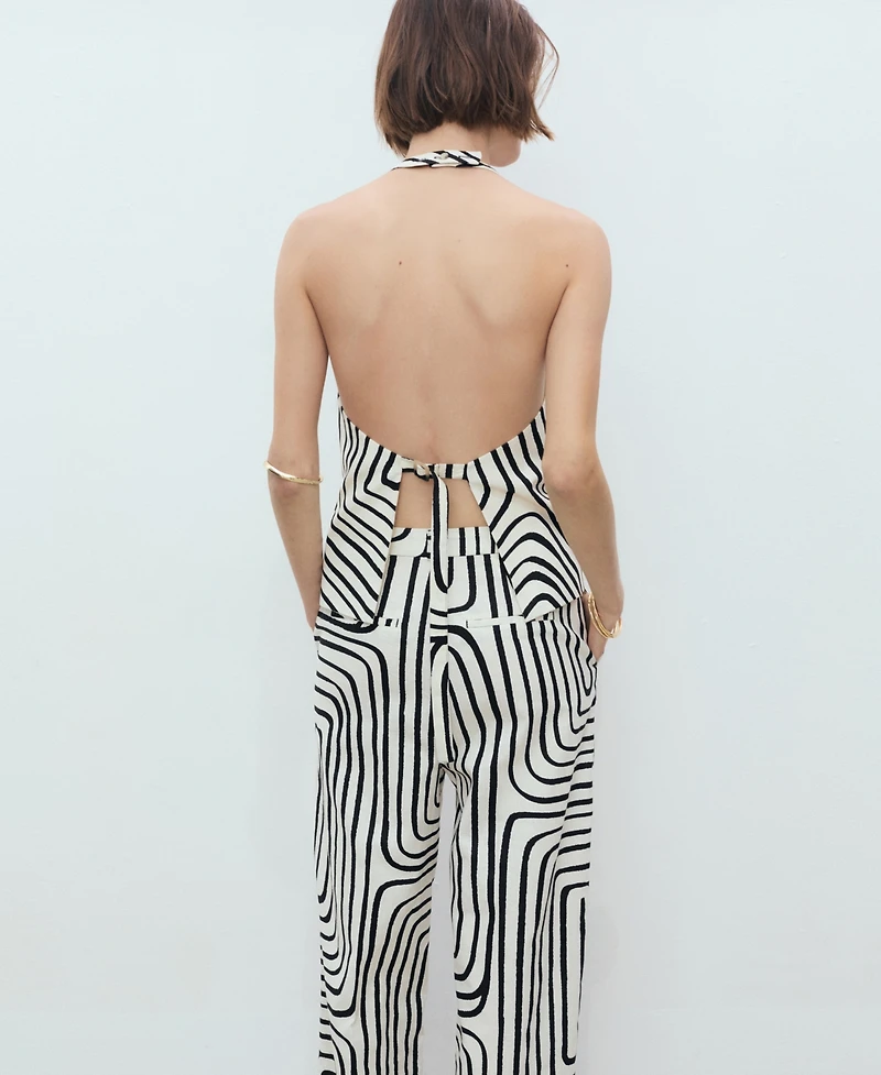 Mango Women's Geometric-Print Linen Vest
