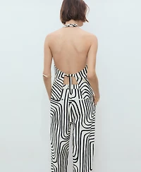 Mango Women's Geometric-Print Linen Vest