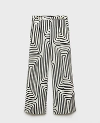 Mango Women's Geometric-Print Linen Pants