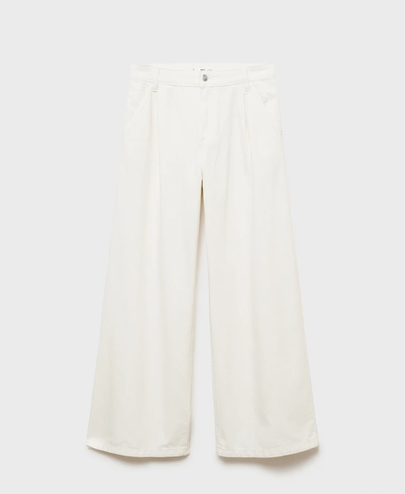 Mango Women's Wide Leg Pleated Jeans