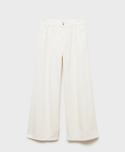 Mango Women's Wide Leg Pleated Jeans