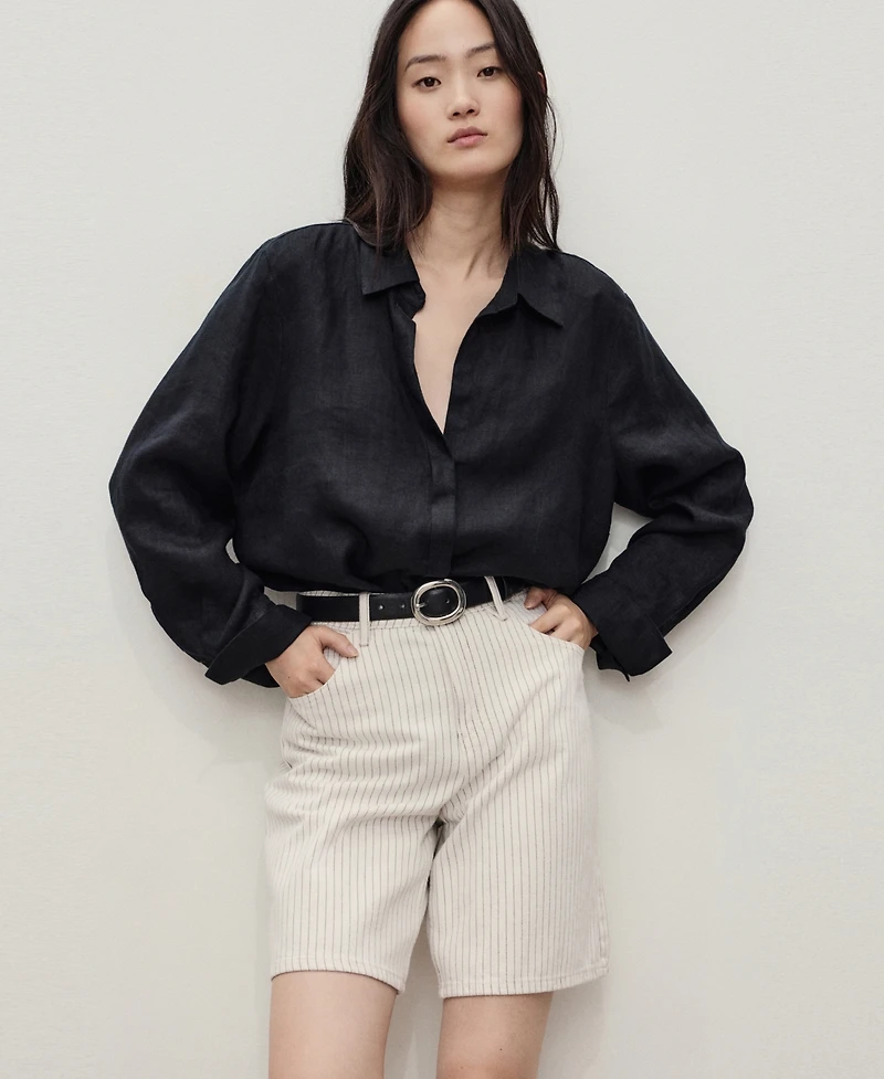 Mango Women's High-Waist Straight-Fit Denim Shorts