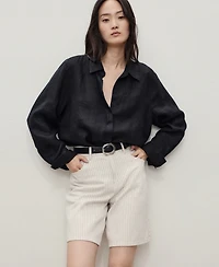 Mango Women's High-Waist Straight-Fit Denim Shorts