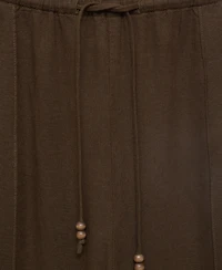 Mango Women's Linen-Blend Elastic Waist Pants