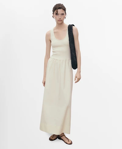 Mango Women's Combined Fabric Flared Dress