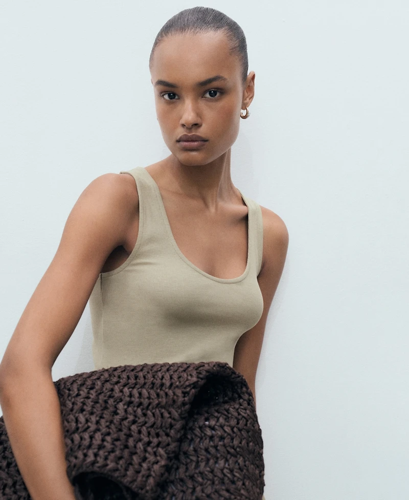 Mango Women's Combined Fabric Flared Dress