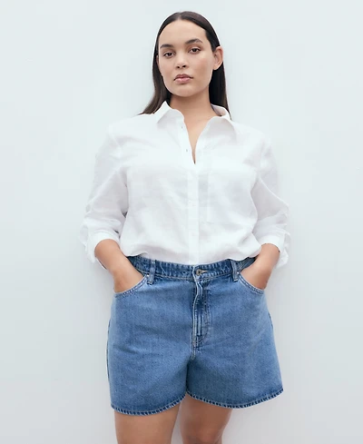 Mango Women's High-Waisted Straight-Fit Denim Shorts