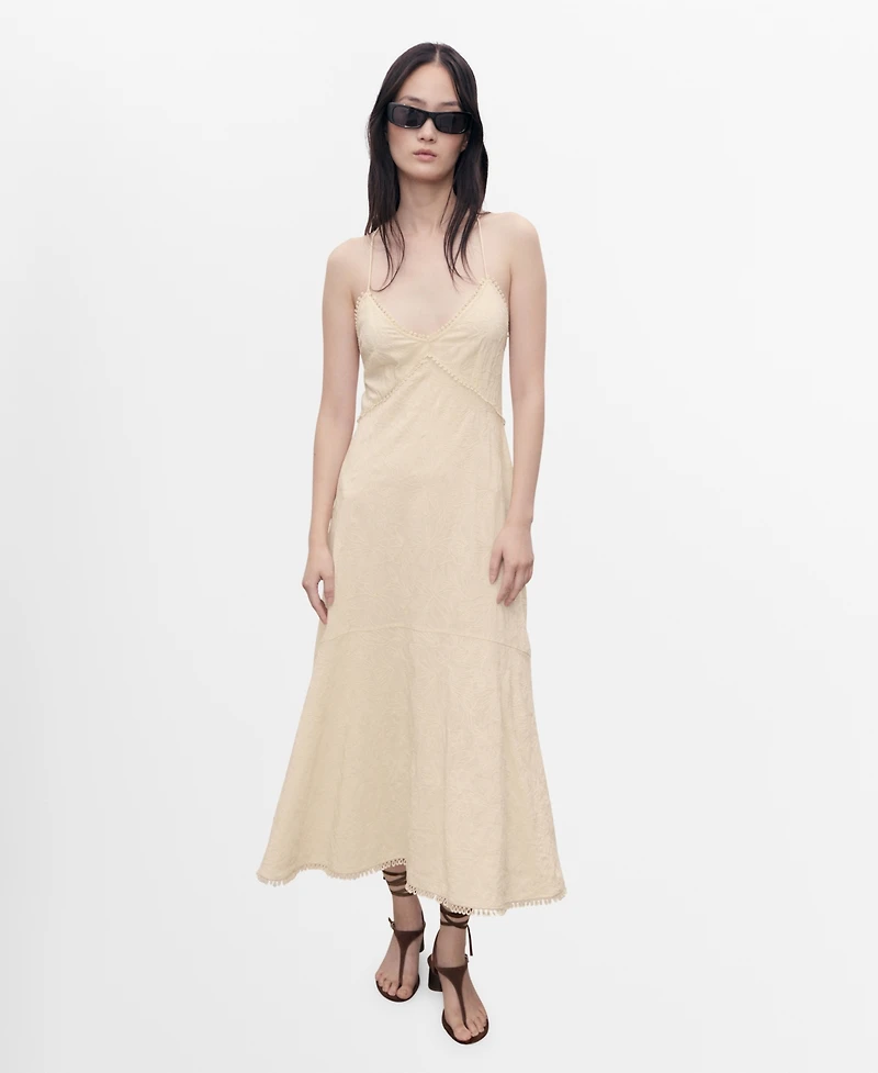 Mango Women's Embroidered Midi Dress
