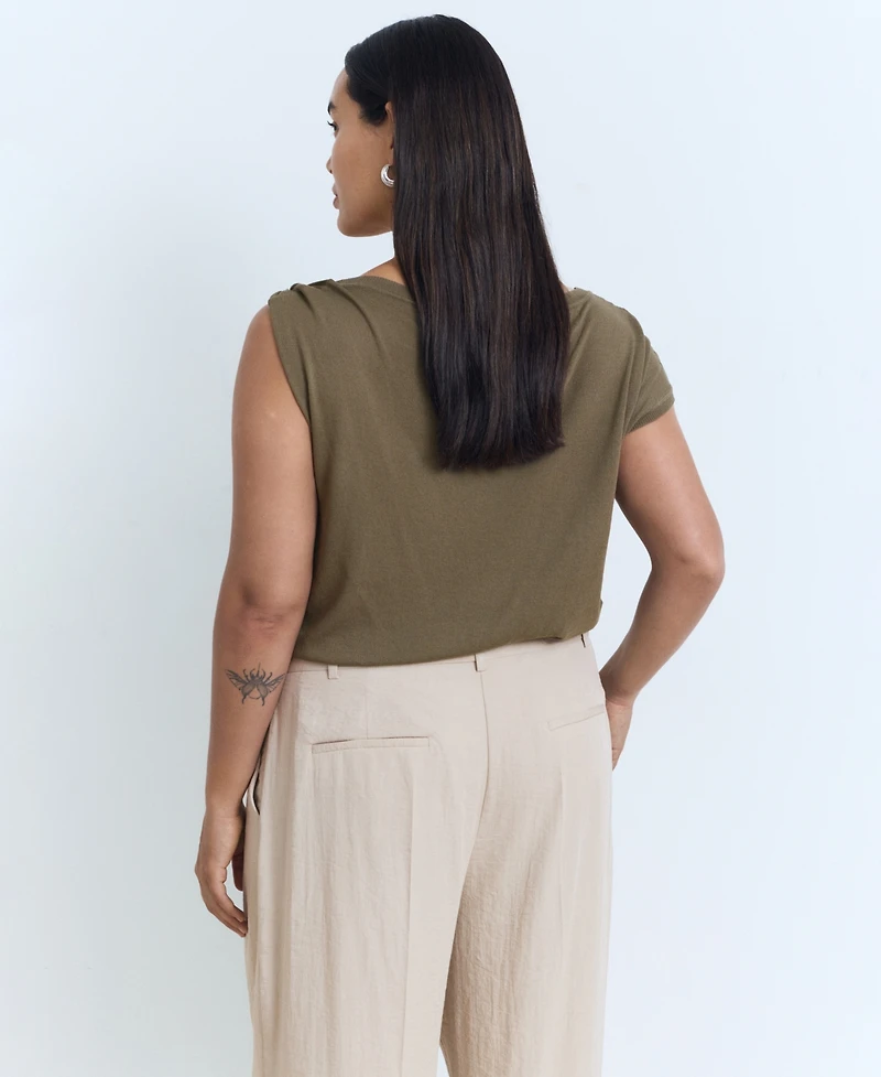 Mango Women's Wide Leg Pleated Pants