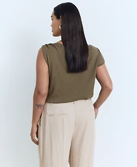 Mango Women's Wide Leg Pleated Pants