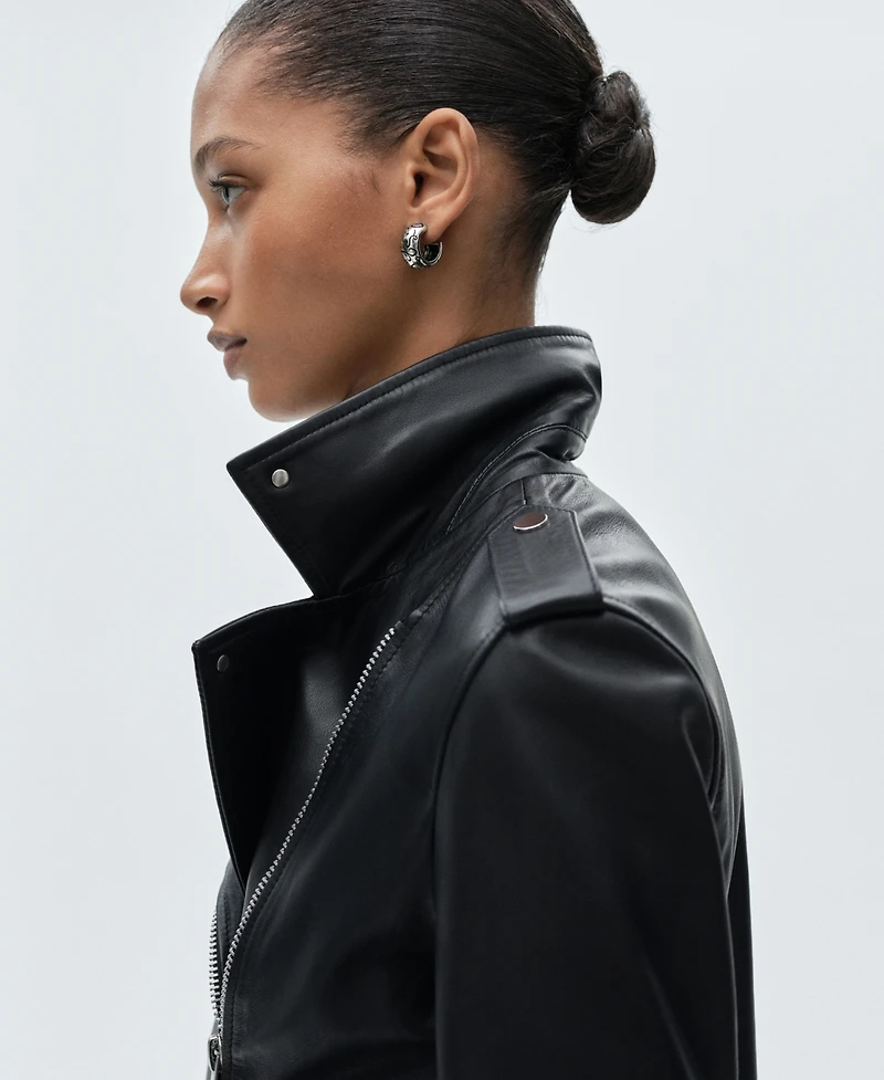 Mango Women's Leather Biker Jacket