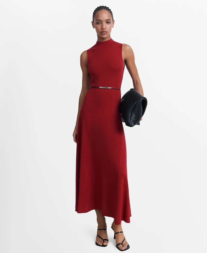 Mango Women's Fine-Knit Flared Dress