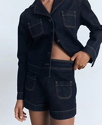 Mango Women's High-Waisted Pocketed Denim Shorts