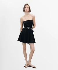Mango Women's Short Pleated Strapless Dress