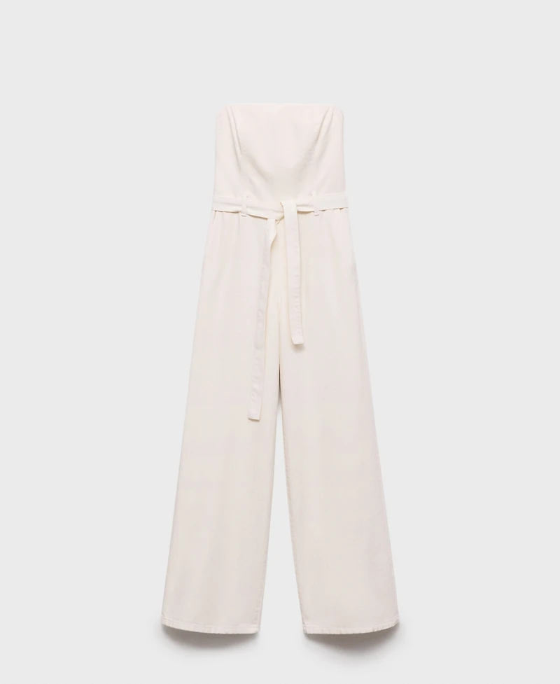 Mango Women's Belted Denim Jumpsuit